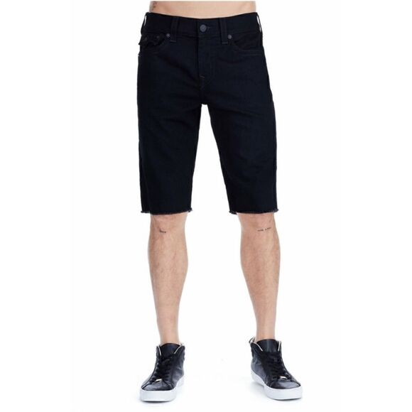 True Religion Ricky Flap Straight Black Jean Short Size 34 - Picture 3 of 9